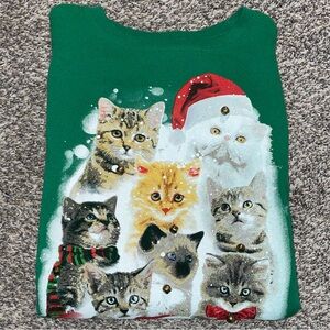 Festive Christmas Cat Crewneck Sweater